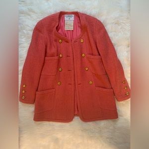 Chanel 1993 Vintage Tweed Jacket, Pink/Coral, Size FR 38